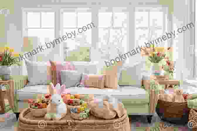 An Illustration From The Book Showing A Cozy Living Room Adorned With Easter Decorations, Hidden Eggs, And Amusing Characters. Search Find And Count Easter In The House: Activity For Little Explorers Kids Age 3 5 Year Old Pretty Multifarious Scenes Themed Easter A Lot Of Puzzles With Answers