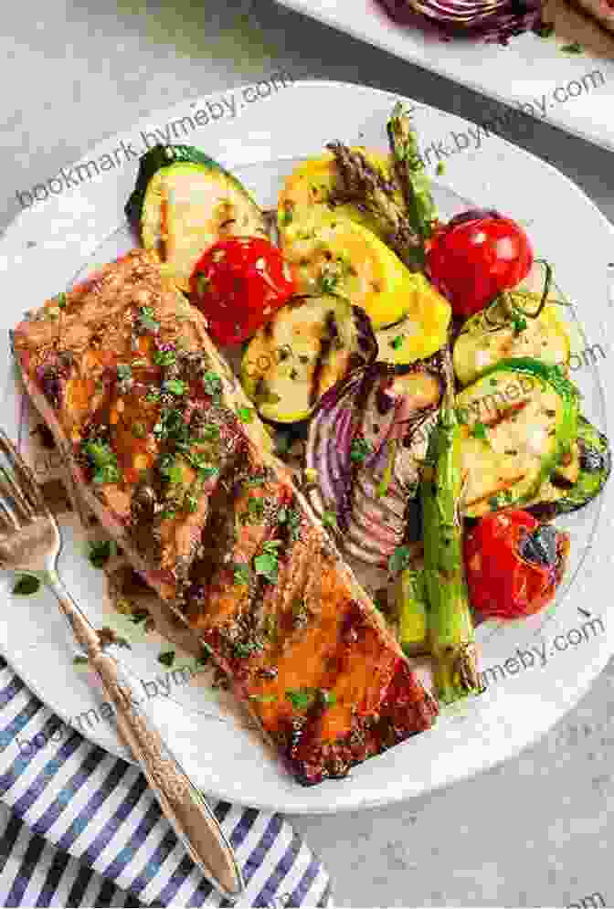 Appetizing Image Of A Grilled Salmon Fillet With Roasted Vegetables. Healthy Cooking Guide For Beginners